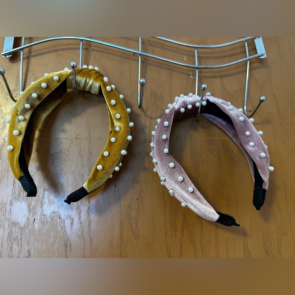 Velvet Type Fabric Pearl Headbands